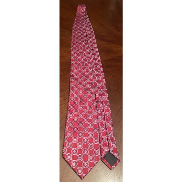 Croft & Barrow Red Blue 100% Silk Men’s Neck Tie - Picture 3 of 9